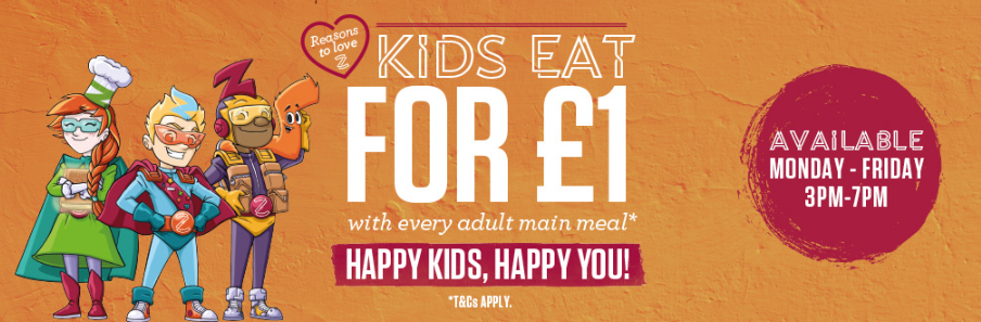 Kids Eat for £1 or free Sizzling Pubs